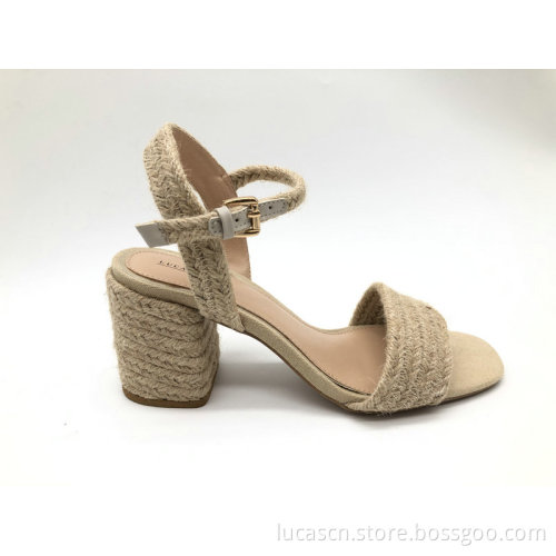 Damen Jute Upper Fashion Chunky Heel Sandale
